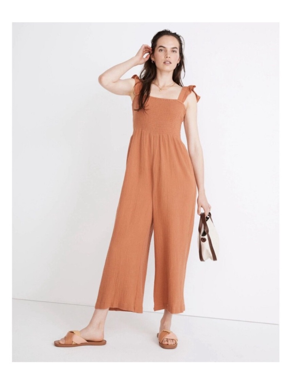 MADEWELL | Lucie Flutter Ruffle-Strap Jumpsuit | Size 14